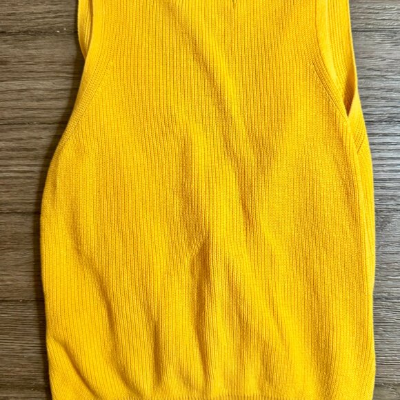 Banana Republic Wrap Front Ribbed Knit Tank Top Yellow Small Petite 100% Cotton - Picture 8 of 9